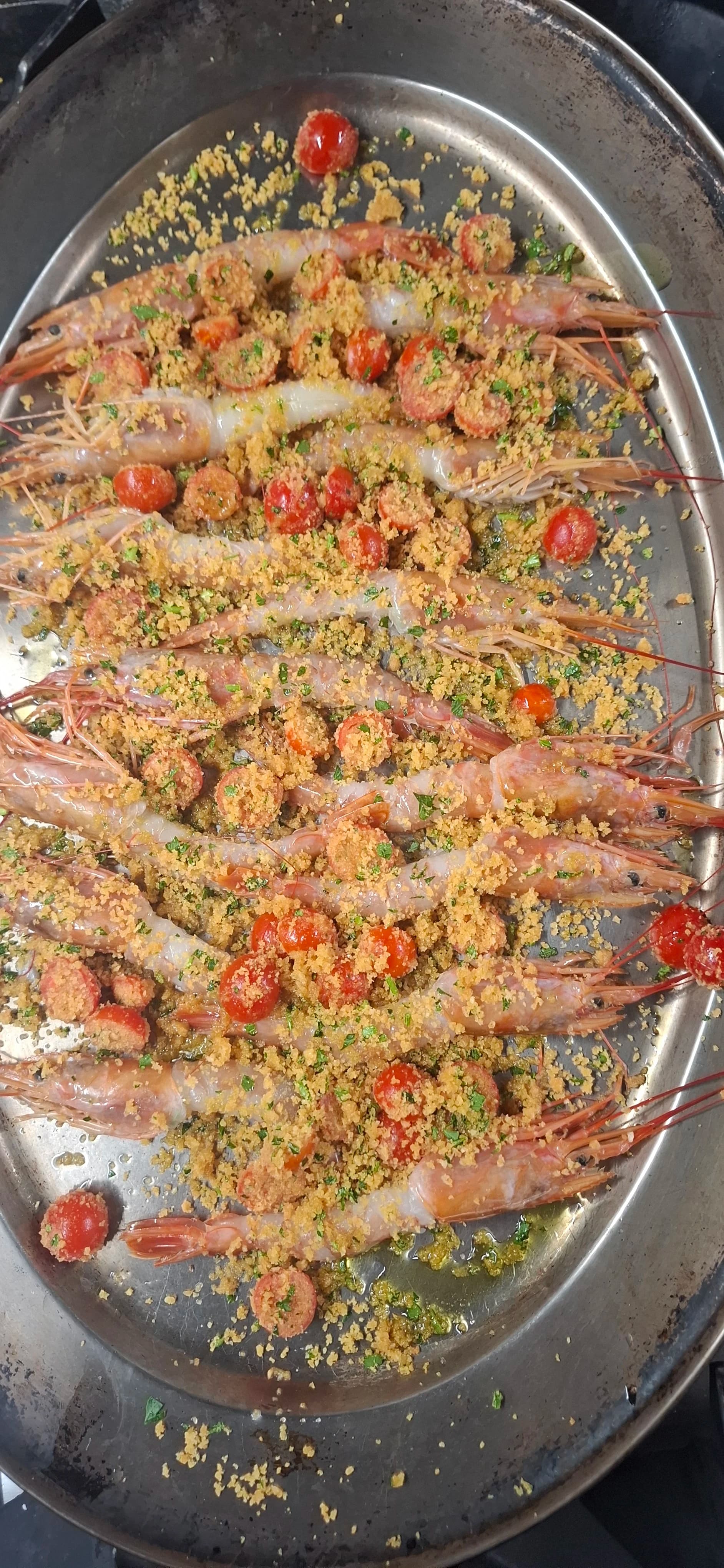 Vassoio di scampi gratinati