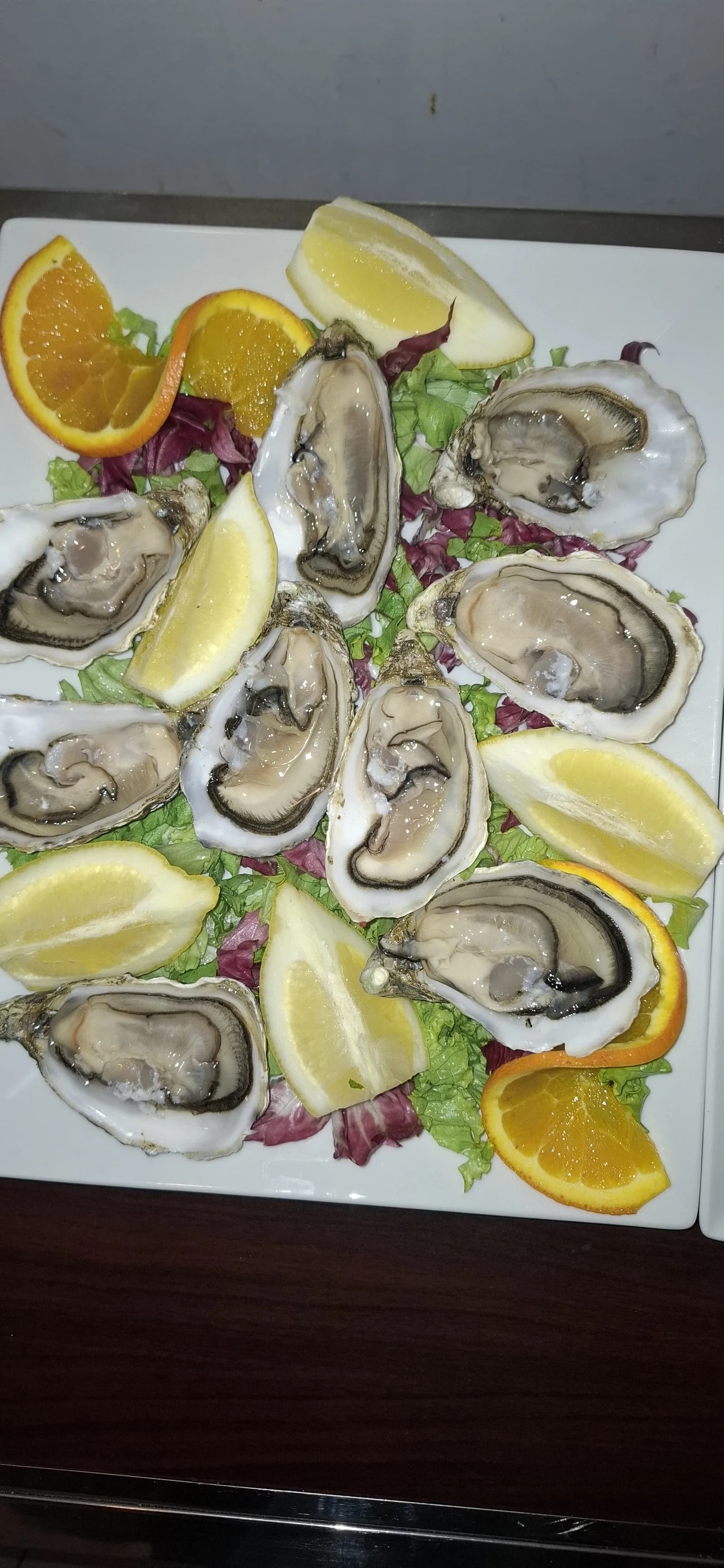 Antipasto di ostriche e insalata